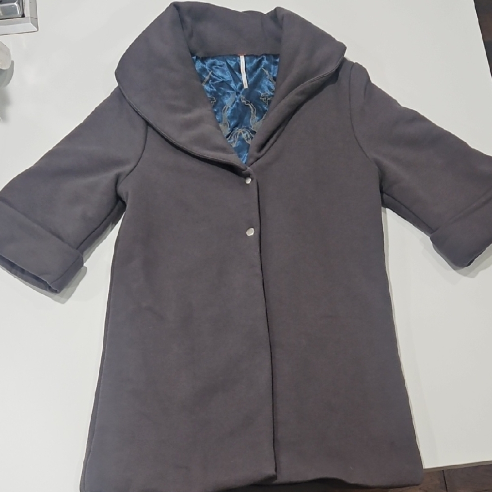 Free people Women's Gray Pea Coat Size Xs. - Picture 1 of 6